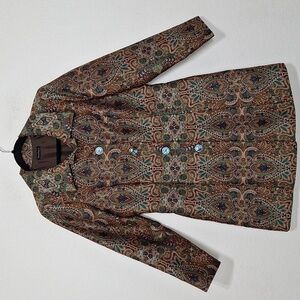 Bentley A. Multicolor Tapestry Paisley Retro Button Front Coat Jacket Size M